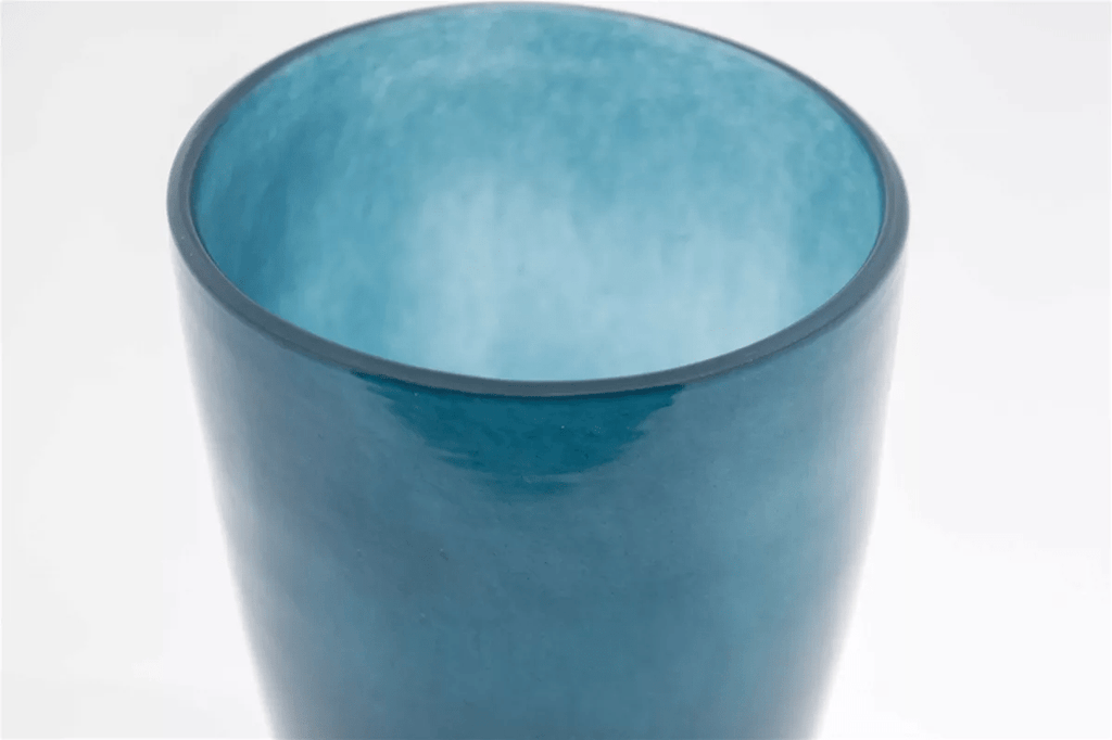 Navy Mouth Blown Glass Flower Vase