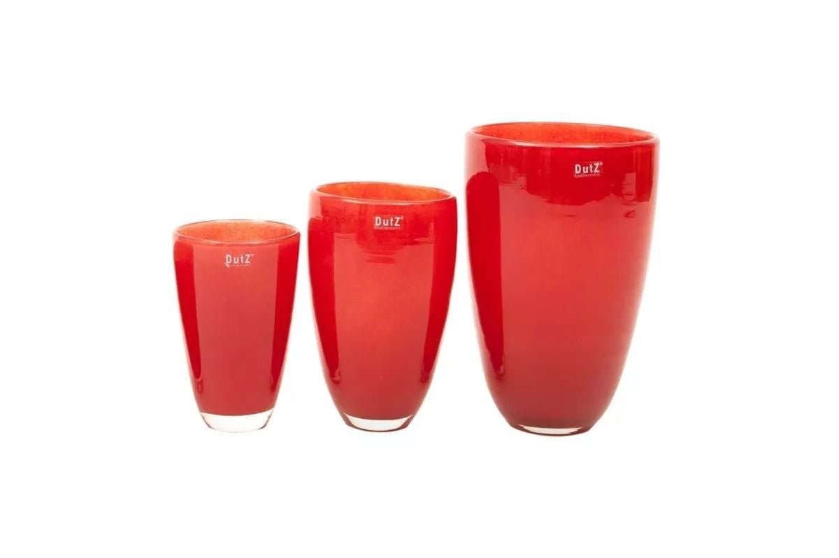 Red Conic Flower Vase Mouth Blown Glass