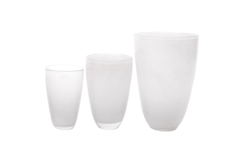 White Conic Flower Vase Mouth Blown Glass