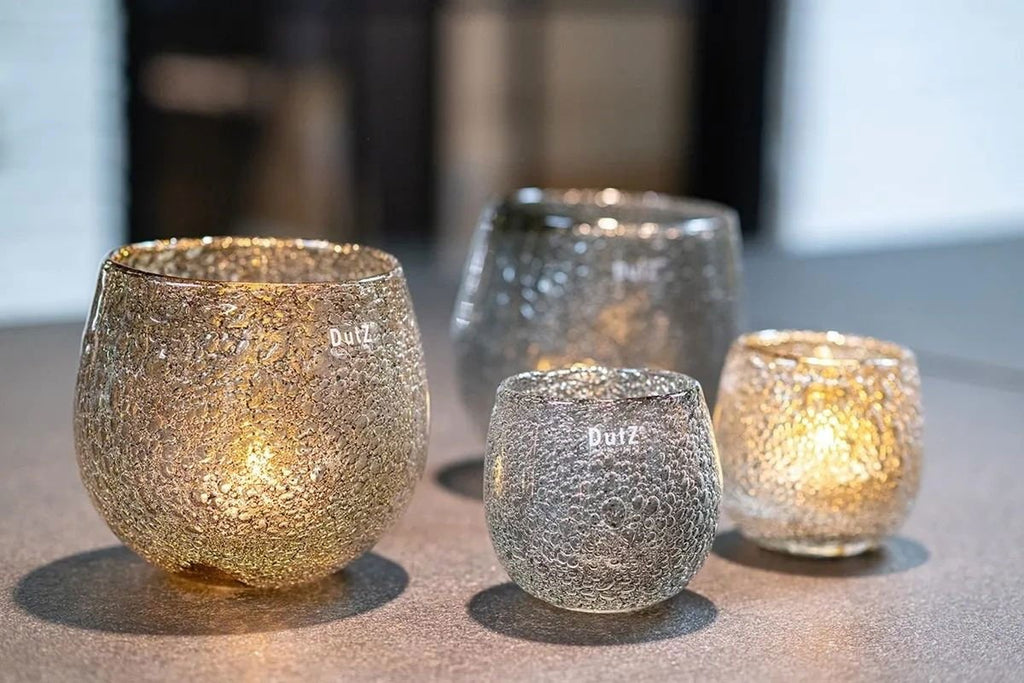 Glass Hurricane Candleholder with Shimmer Effect