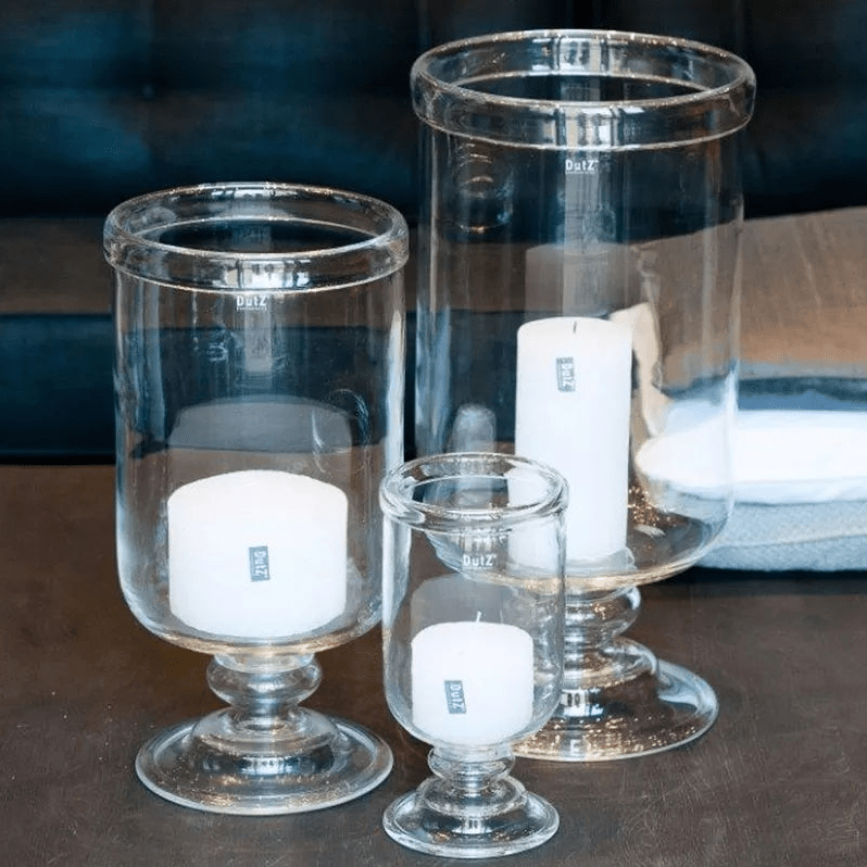 Hand Blown Hurricane Clear Glass Vase