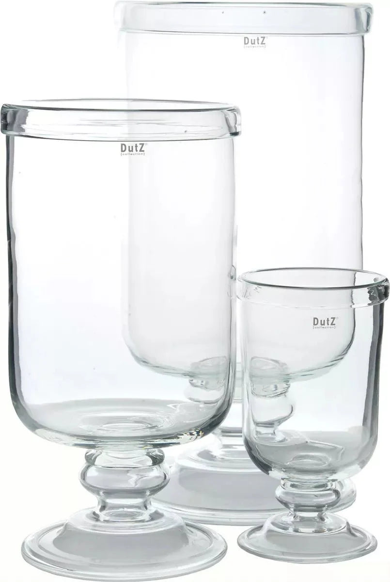 Hand Blown Hurricane Clear Glass Vase