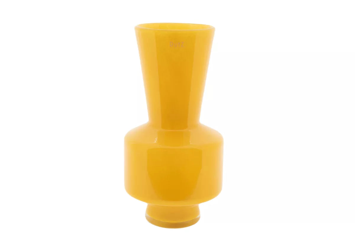 Ochre Yellow Mouth Blown Glass Vase