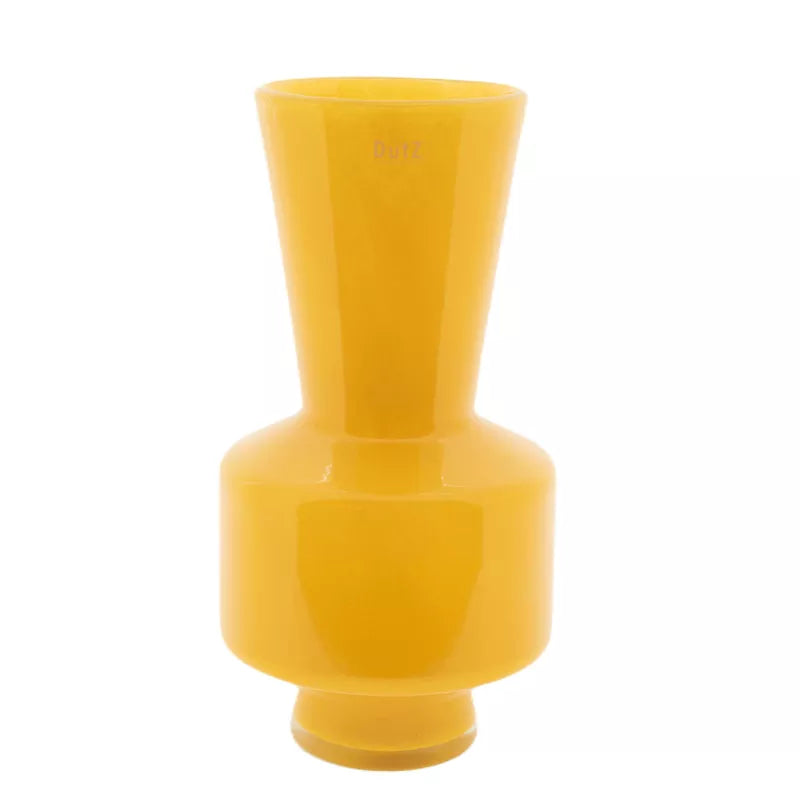 Ochre Yellow Mouth Blown Glass Vase