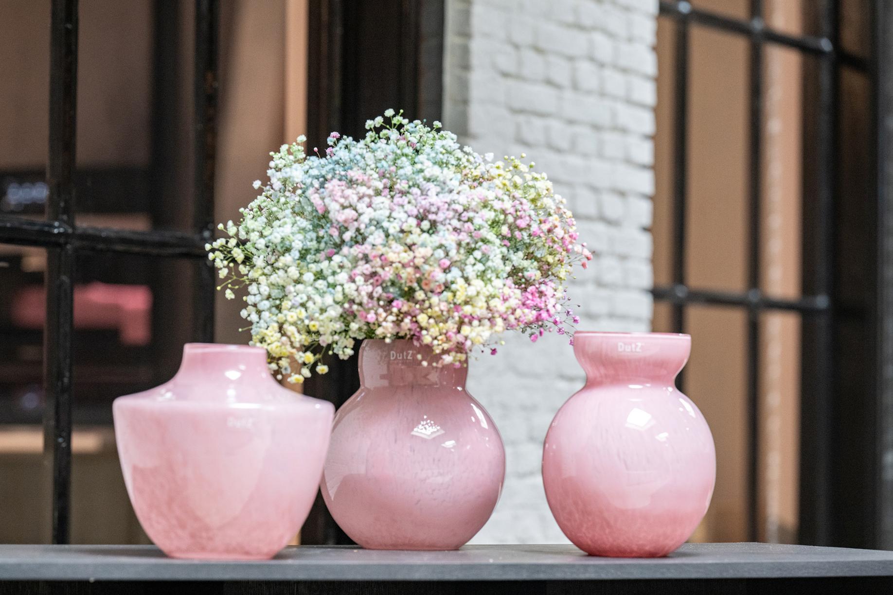 Pink Mouth Blown Glass Vase
