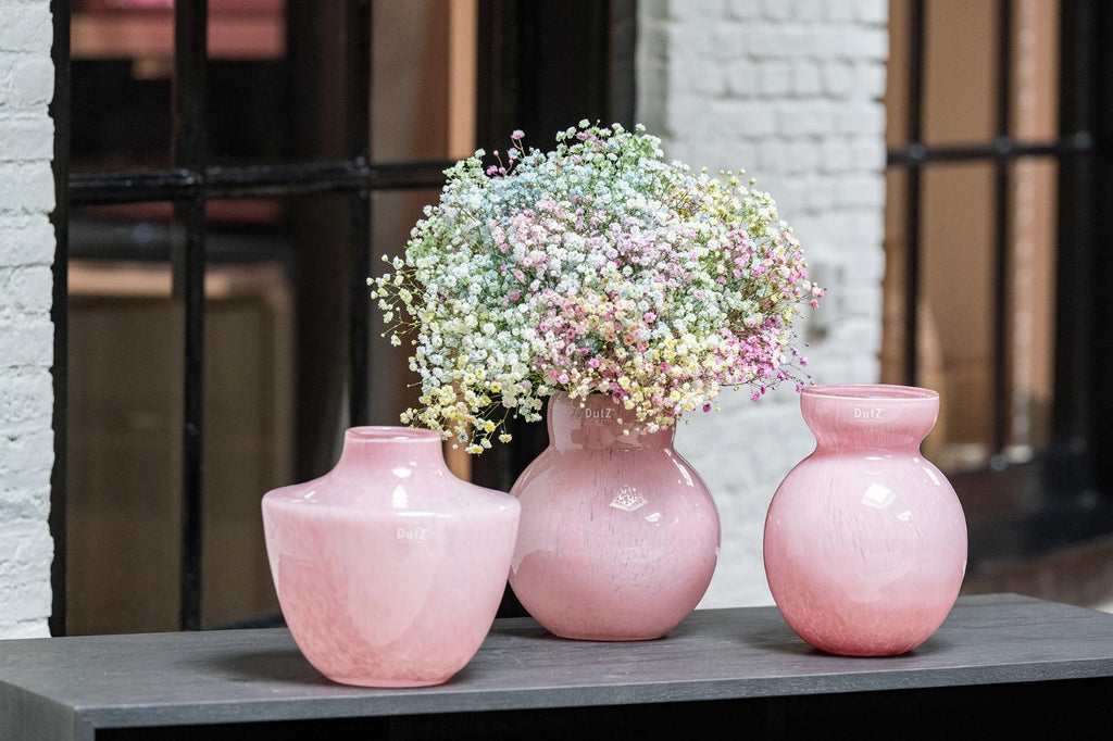Pink Mouth Blown Glass Vase