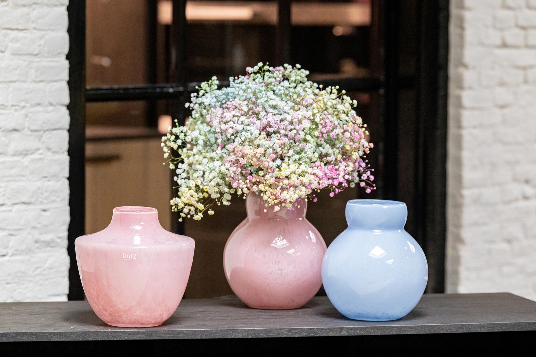 Pink Mouth Blown Glass Vase