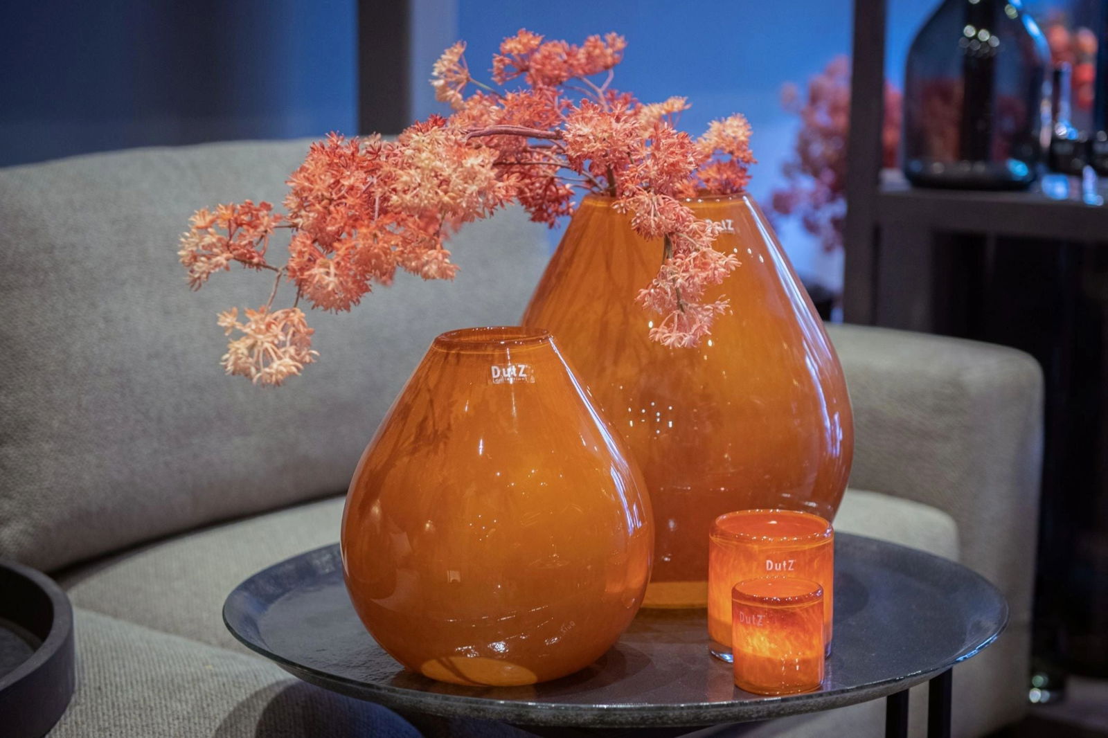 Rusted Brown Mouth Blown Glass Vase