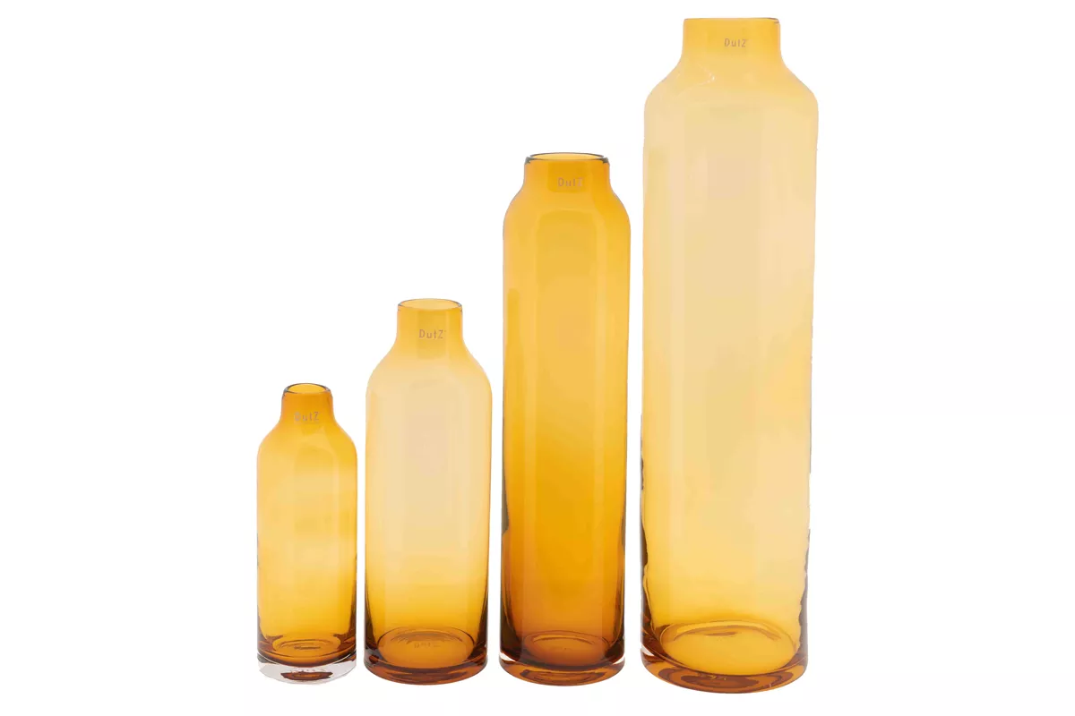 Longo Amber Mouth Blown Glass Vase