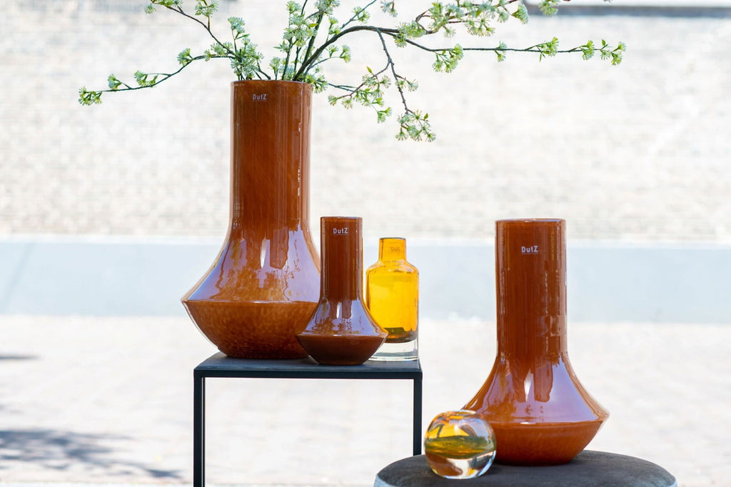 Marco Warm Orange Mouth Blown Glass Vase