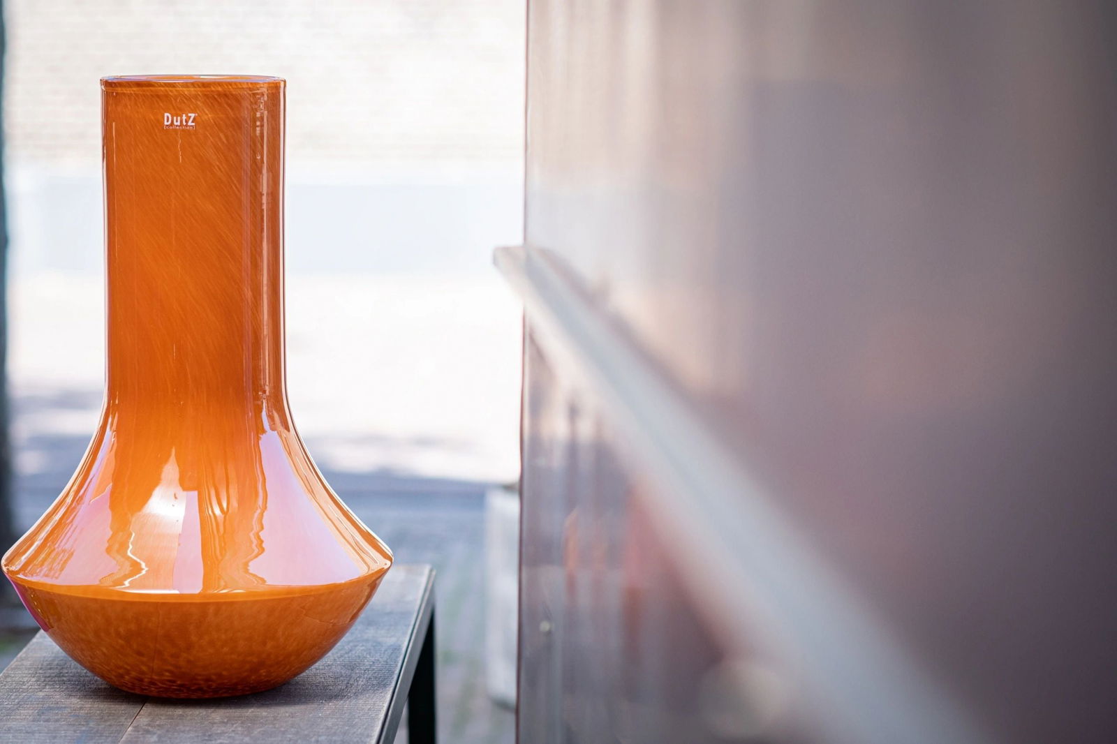 Marco Warm Orange Mouth Blown Glass Vase
