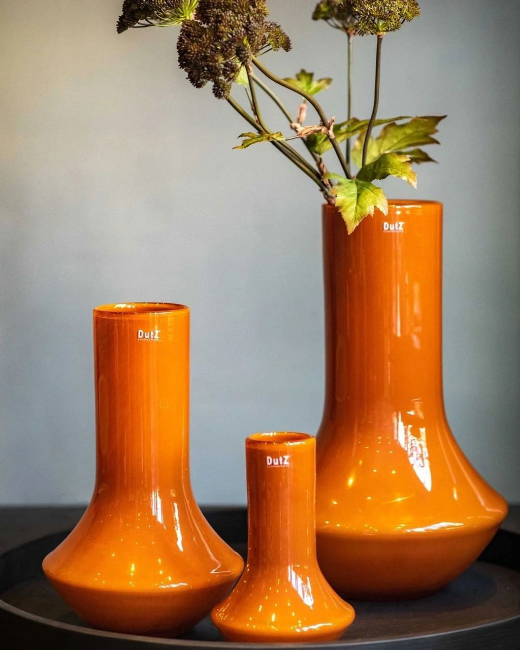 Marco Warm Orange Mouth Blown Glass Vase