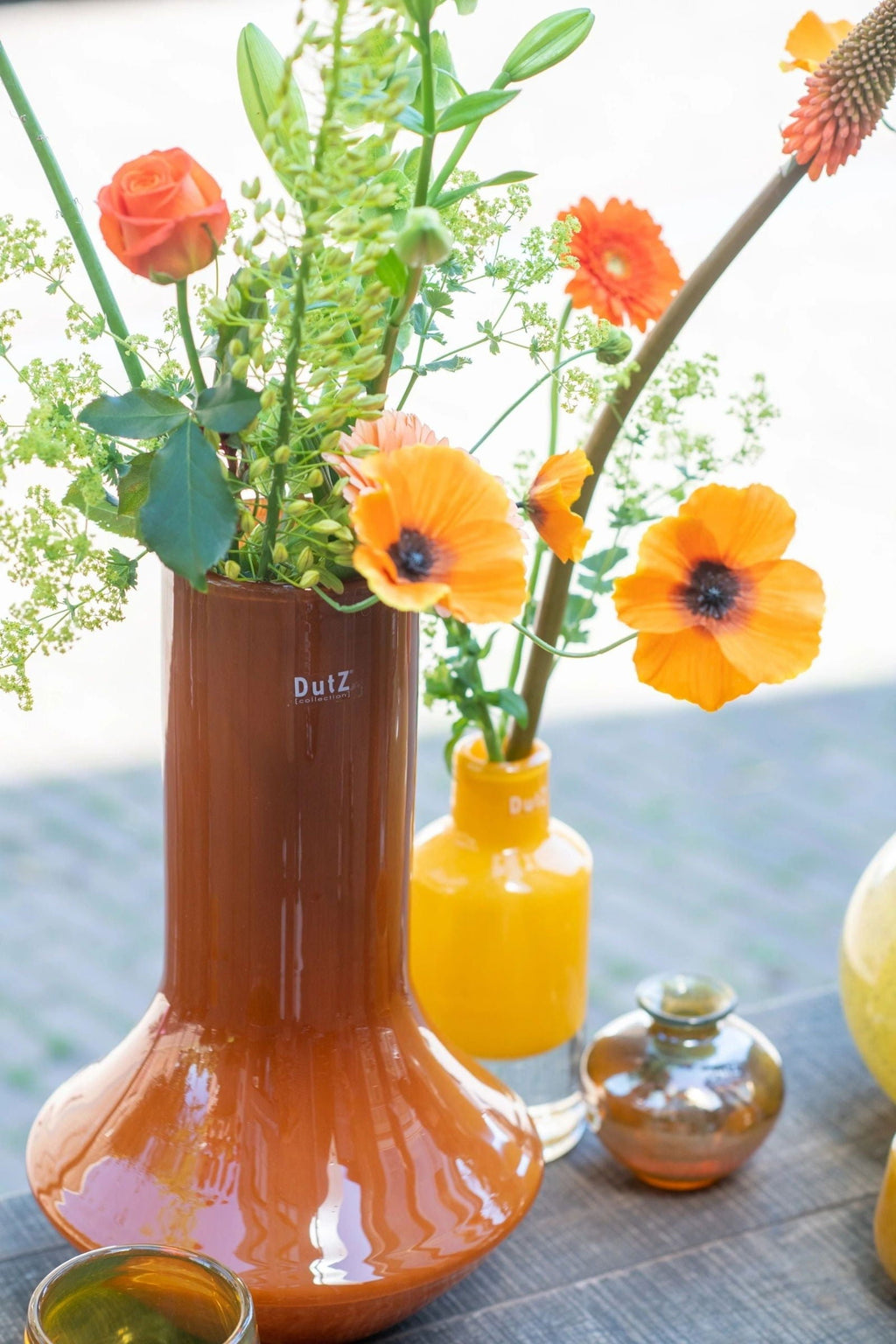 Marco Warm Orange Mouth Blown Glass Vase