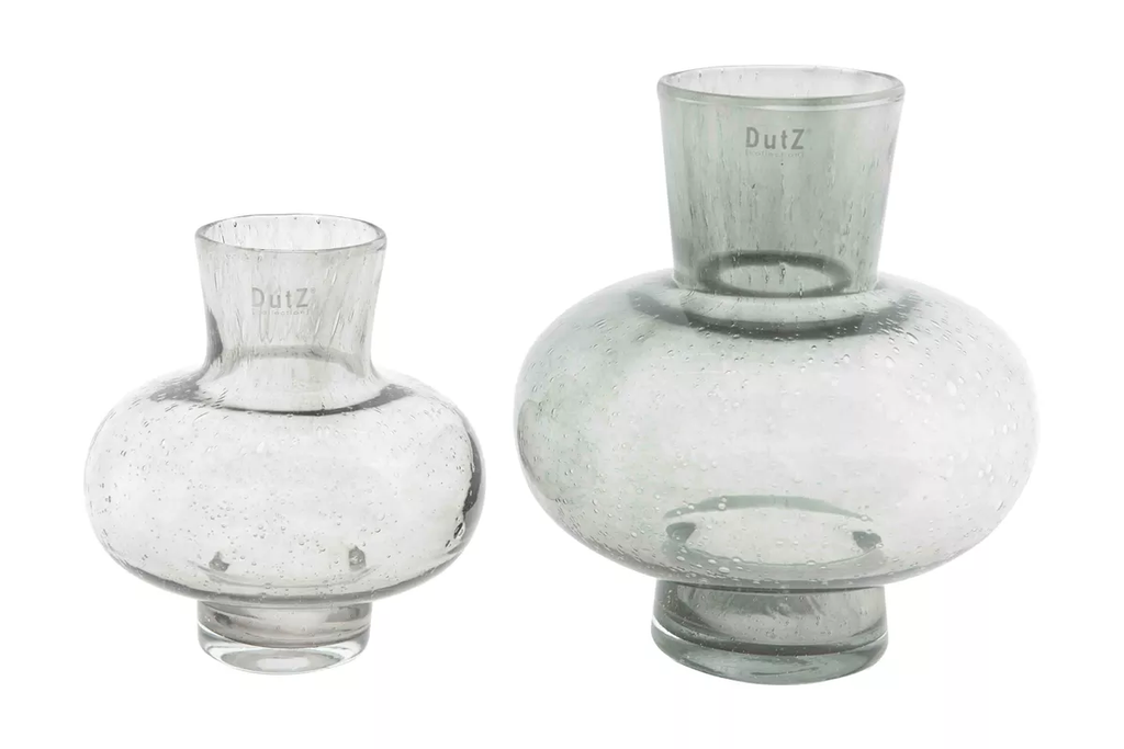 Modest Grey Bubbles Mouth Blown Glass Vase