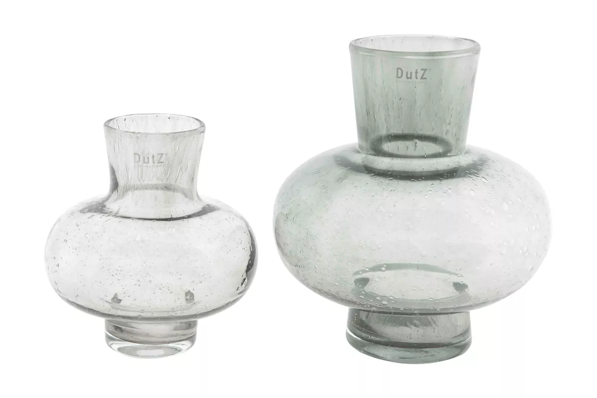 Modest Grey Bubbles Mouth Blown Glass Vase