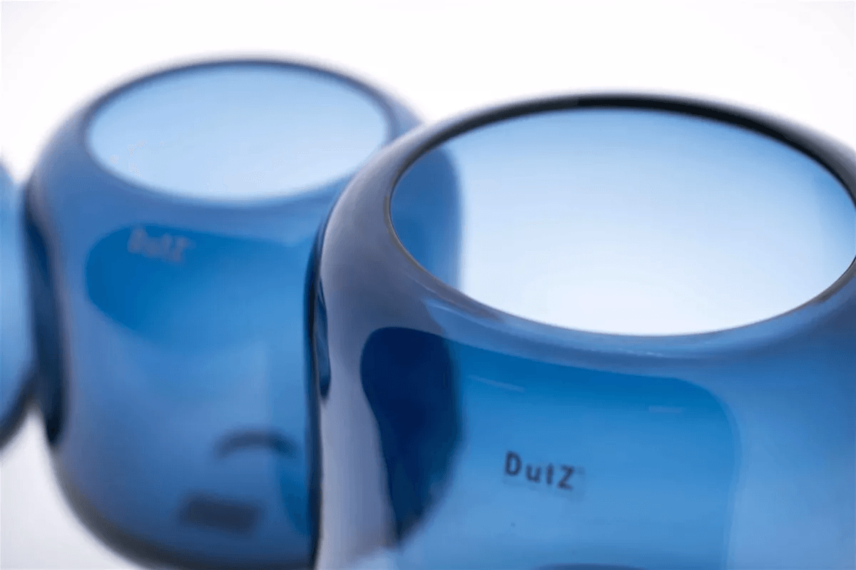 Mazurka Mouth Blown Glass Vase in Night Blue