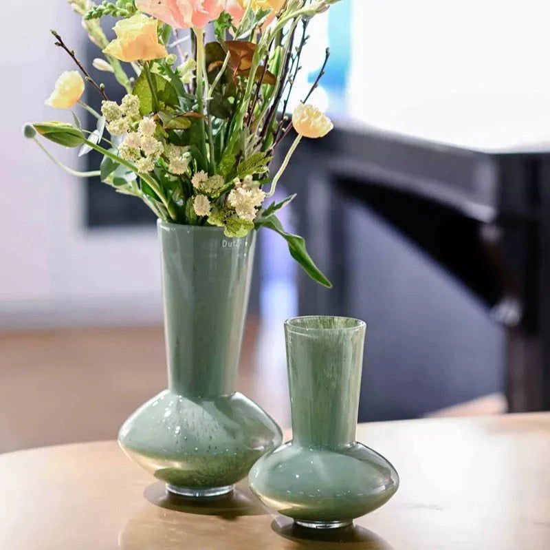 LOFLO Pistache Mouth Blown Glass Vase for Long Flowers