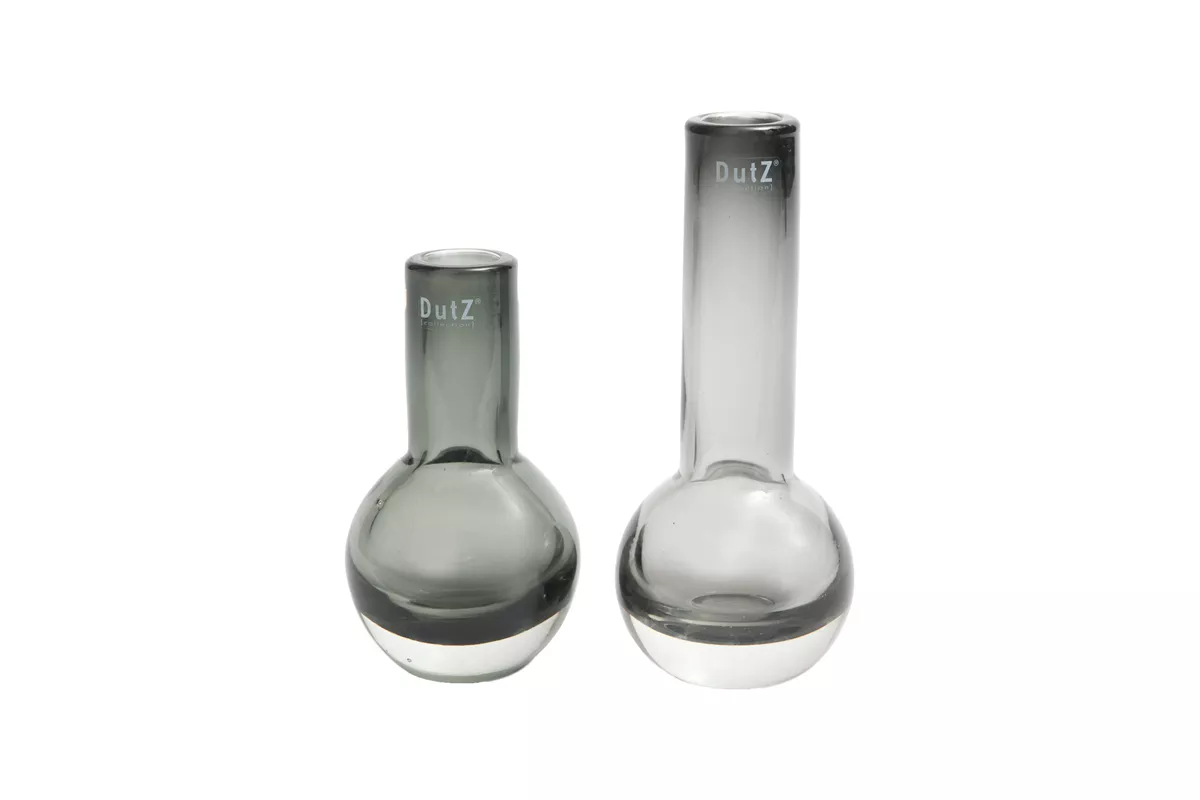 Grey Mouth Blown Glass Vase Masa