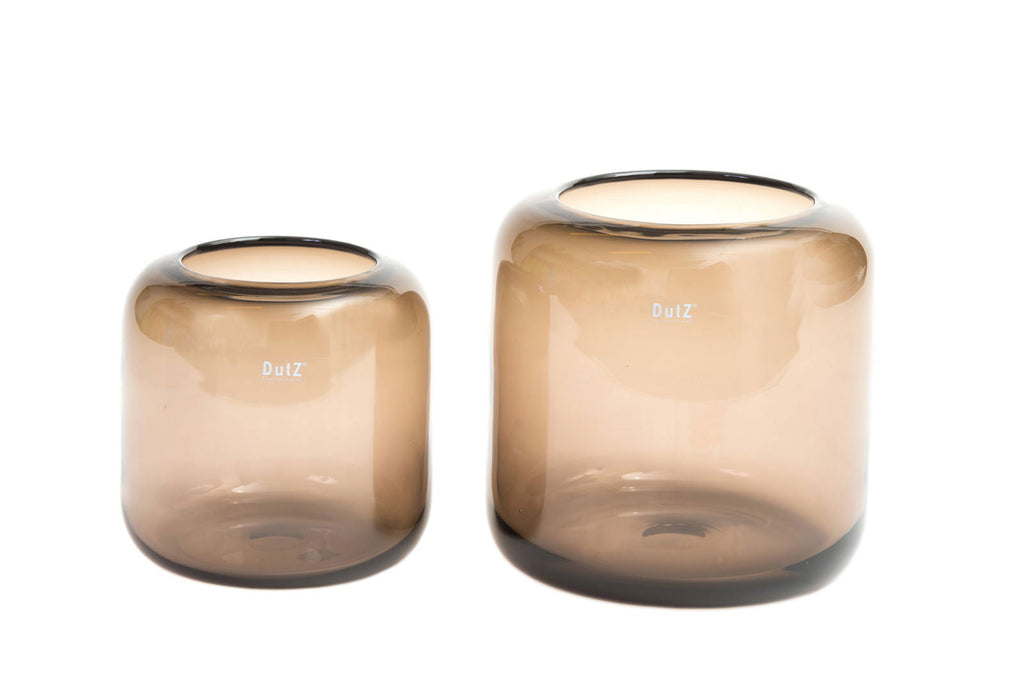 Smoky Brown Mouth Blown Glass Vase Mazurka
