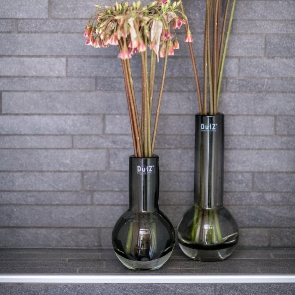 Grey Mouth Blown Glass Vase Masa