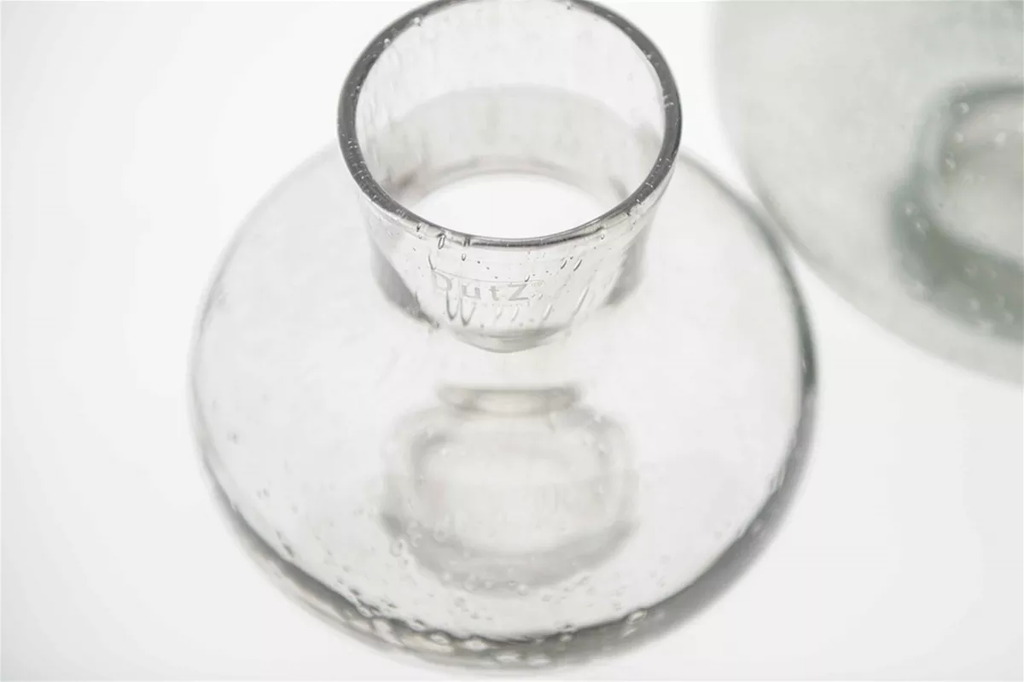 Modest Grey Bubbles Mouth Blown Glass Vase