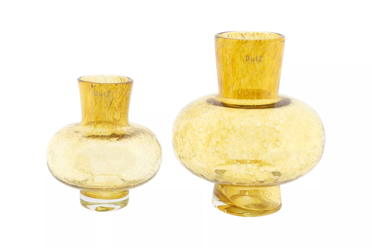 Modest Gold Bubbles Mouth Blown Glass Vase