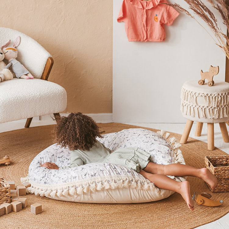 Large Kids Floor Cushion in Forest Animal Pattern