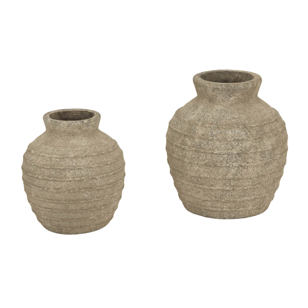 Large grey Tuscan ceramic vase with textured finish, modern Mediterranean home decor centerpiece (123 characters) by sostter at brixbailey.com