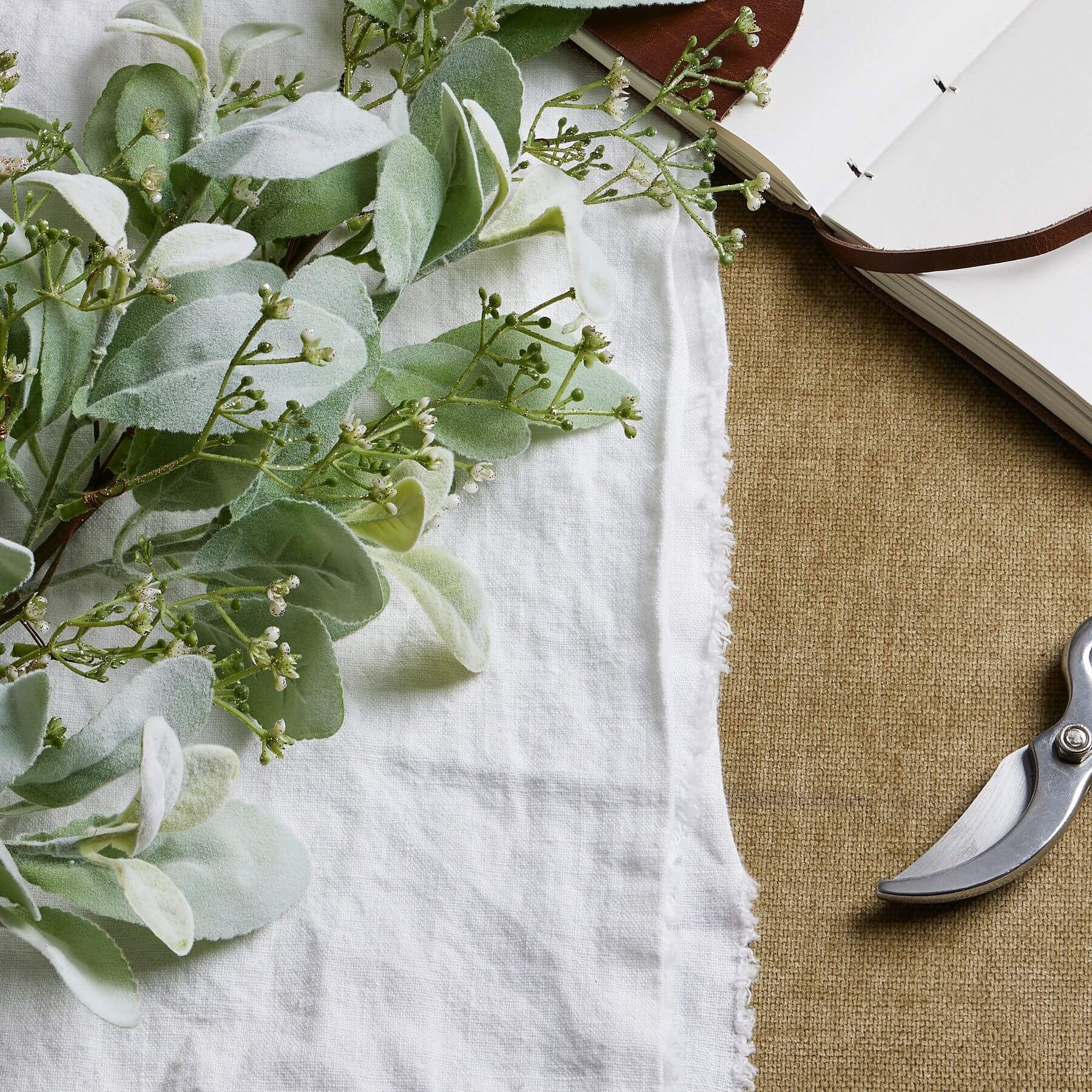 Large winter sprig with lambs ear and wax flower accents, soft green lifelike foliage for home decor by sostter at brixbailey.com