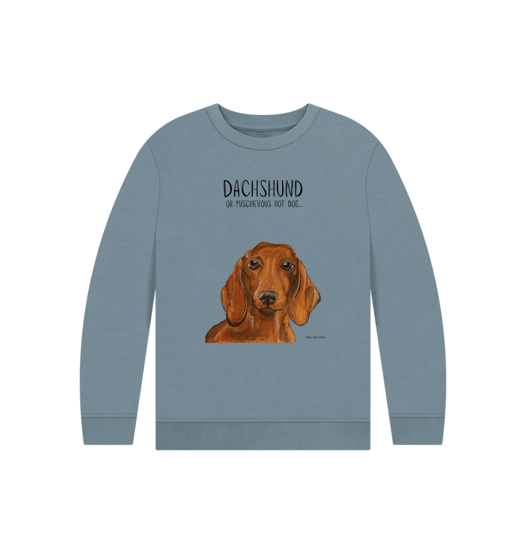 Snuggly Sausage Dog Kids Sweatshirt Ethically Made