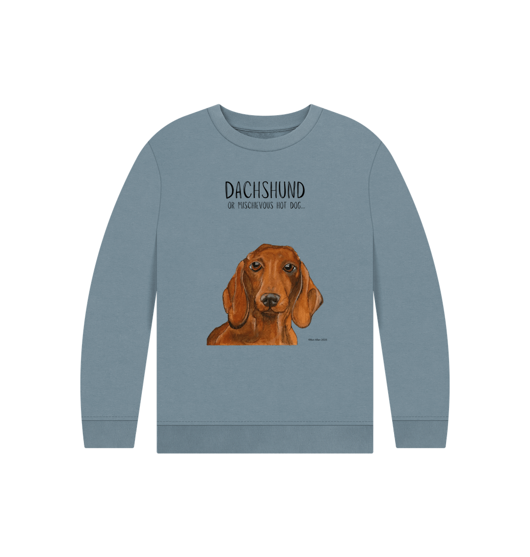 Snuggly Sausage Dog Kids Sweatshirt Ethically Made