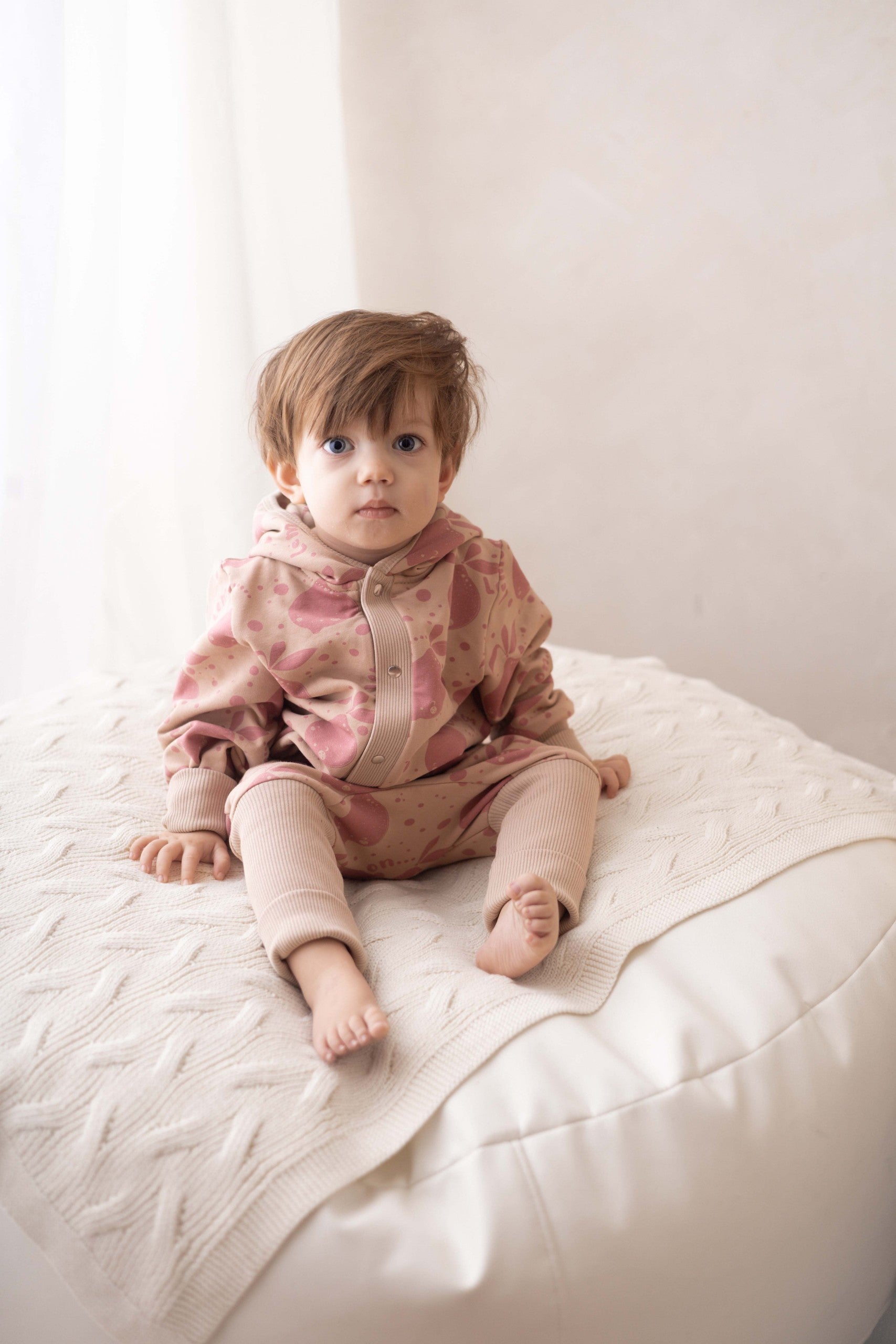 Eared Jumpsuit for Babies and Kids - Beige Lemons
