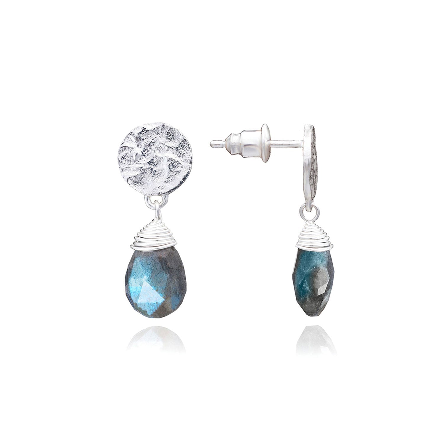 Drop Earrings in Silver Labradorite
