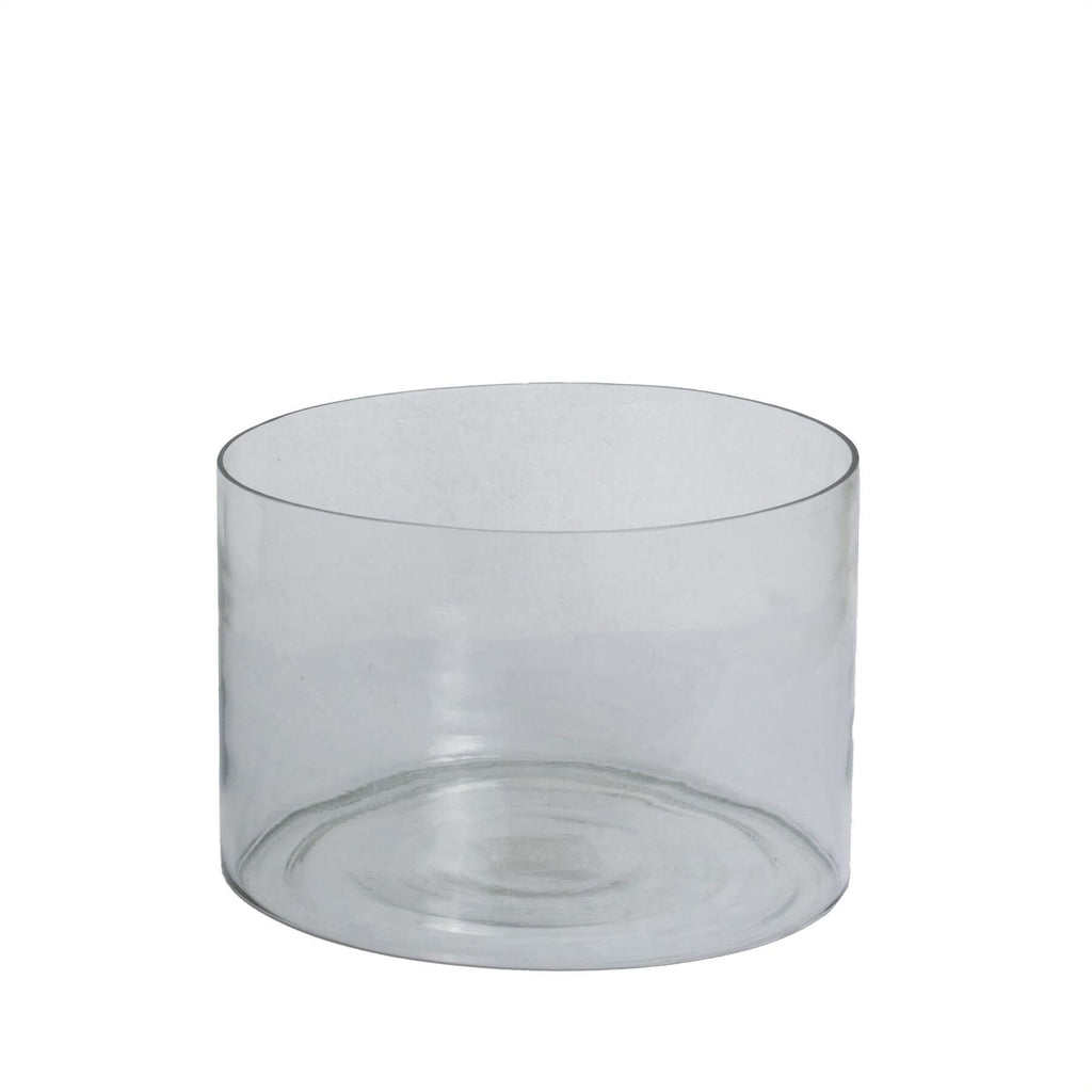 Clear glass cylinder vase, 20cm tall, perfect for flowers or candles, modern home decor centerpiece  by RoomLondon at brixbailey.com