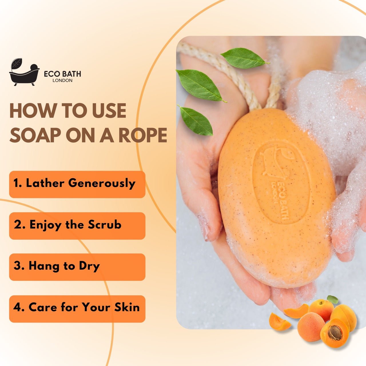 Apricot Soap on a Rope 220g Natural Shea Butter Bar