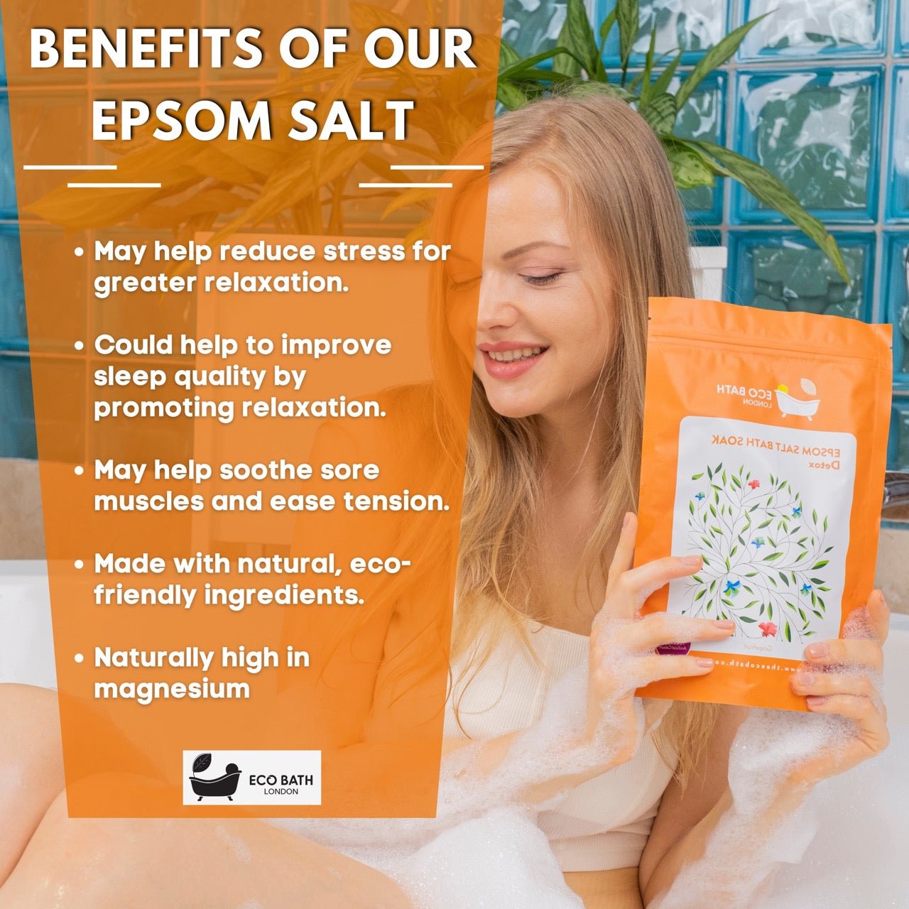 Balance and Calming Epsom Salt Bath Soak 500g and 1000g Pouch
