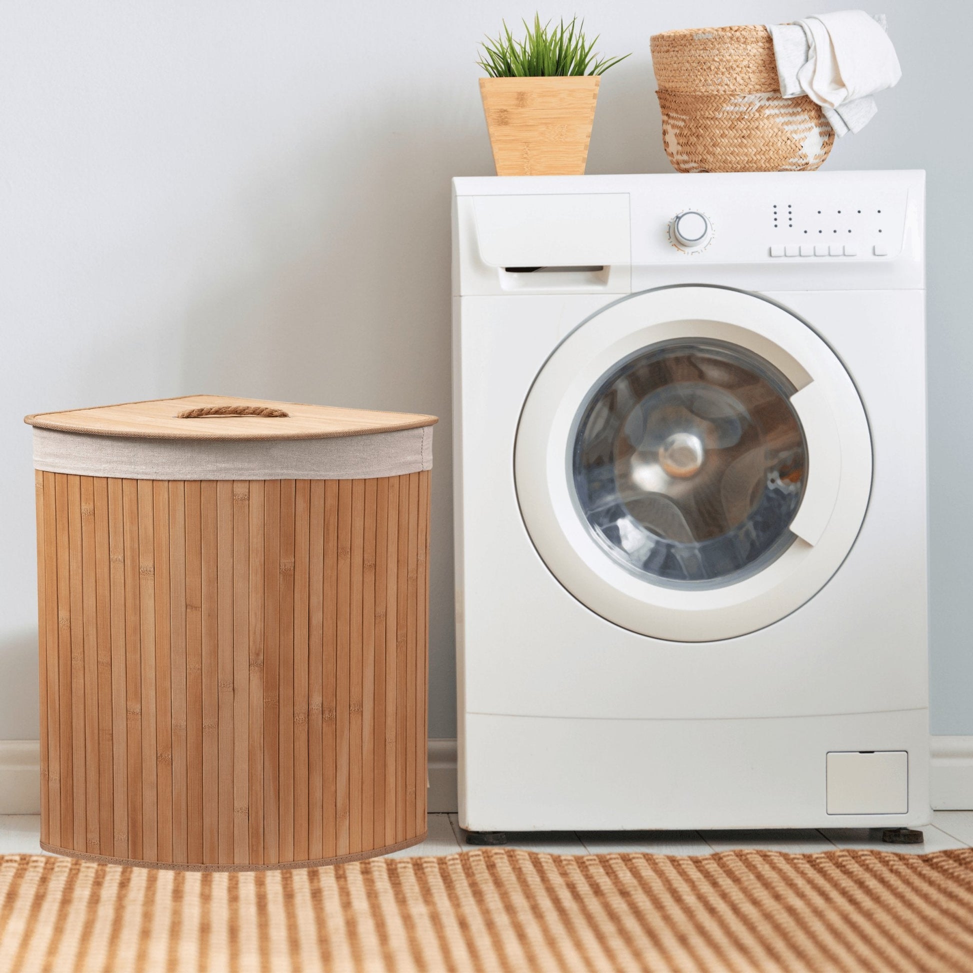 Bamboo Laundry Basket with Lid and Removable Lining