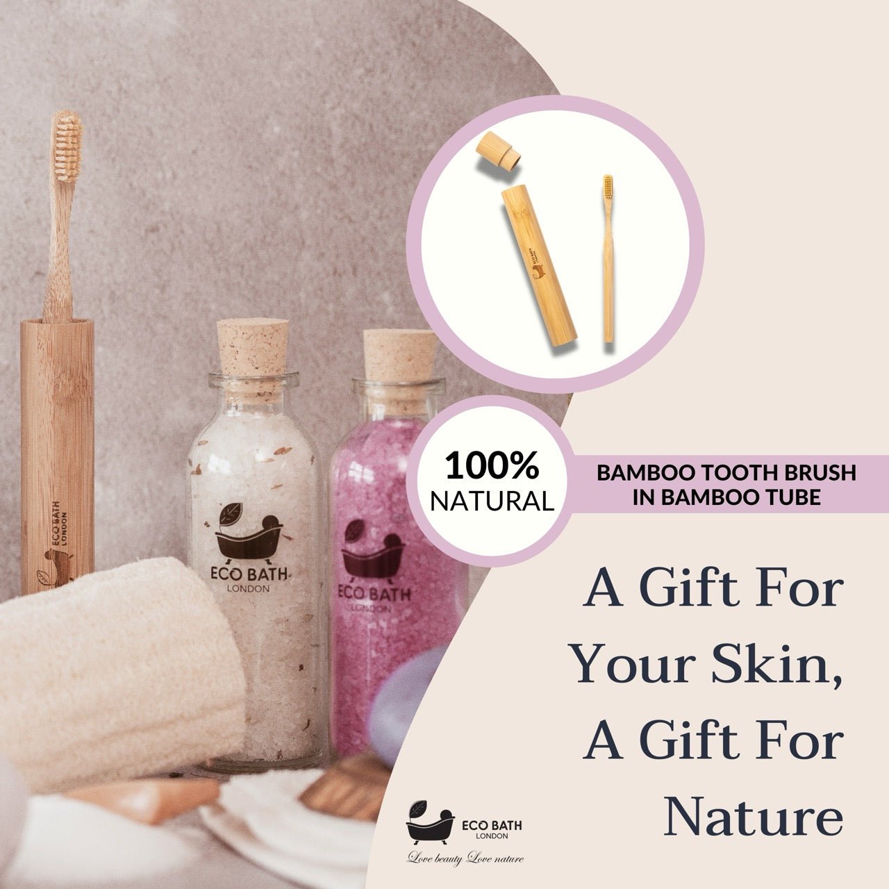 Bamboo Toothbrush with Travel Case