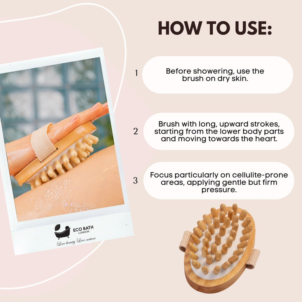 Cellulite Hand Brush with Natural Wooden Pins
