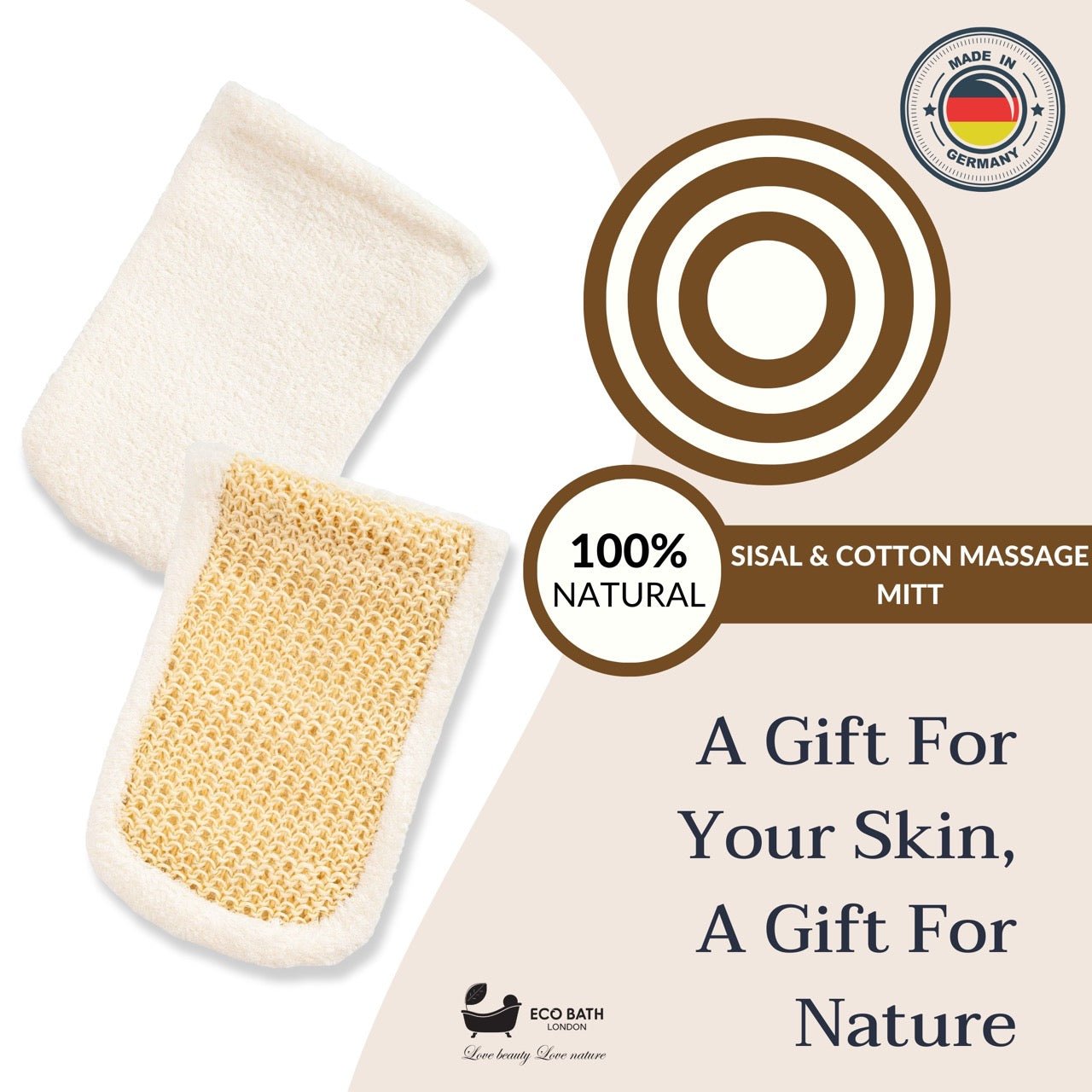 Bamboo and Cotton Massage Mitt for Body Exfoliation