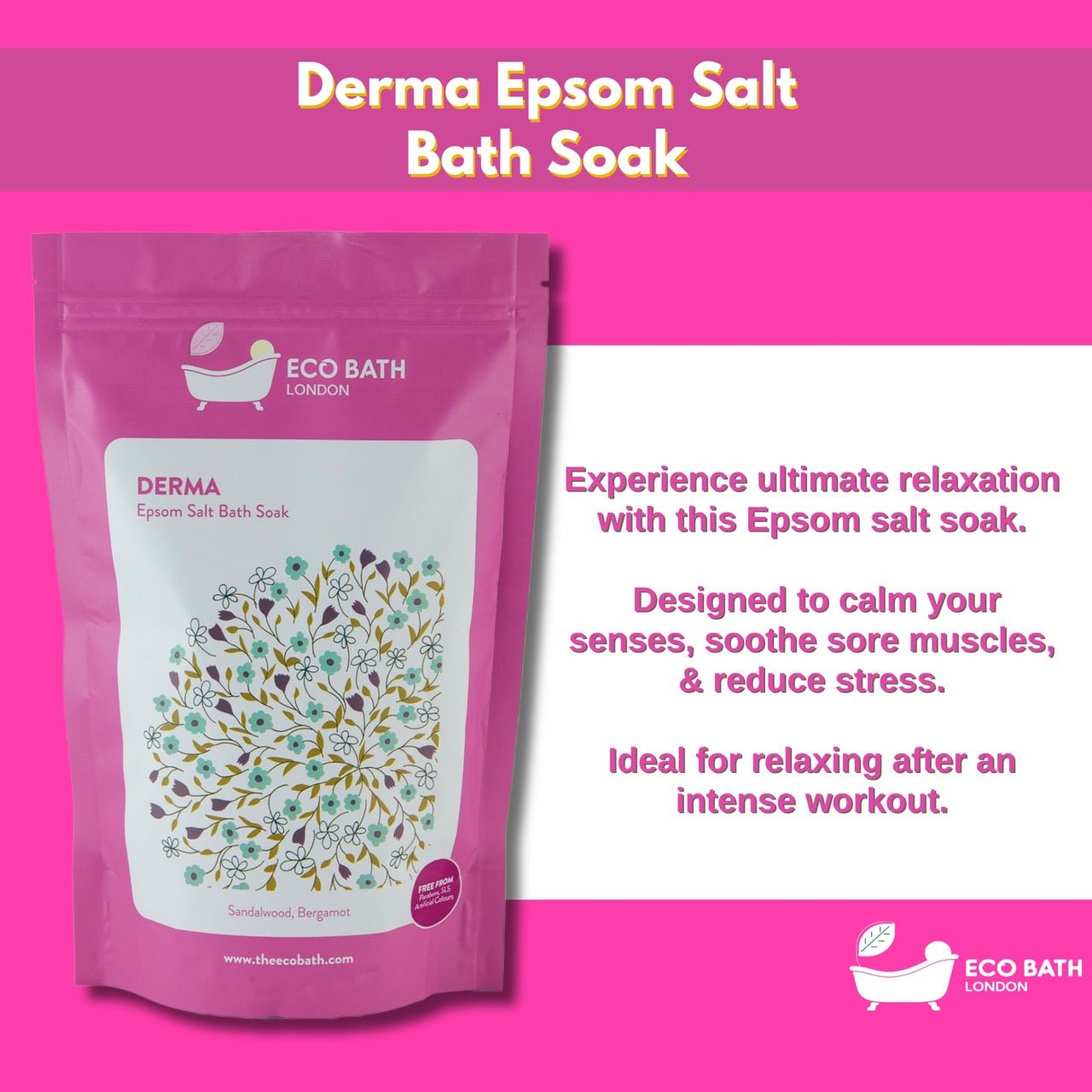 Derma Epsom Salt Bath Soak 500g and 1000g Pouch