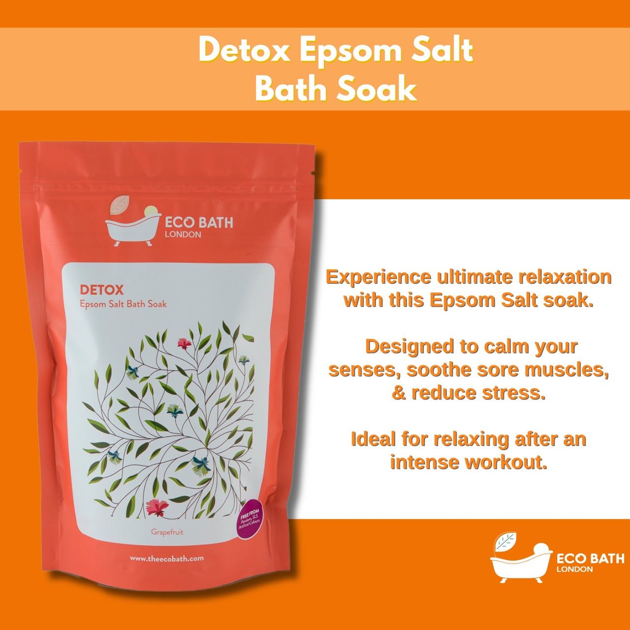 Detox Epsom Salt Bath Soak - 500g and 1000g Pouch