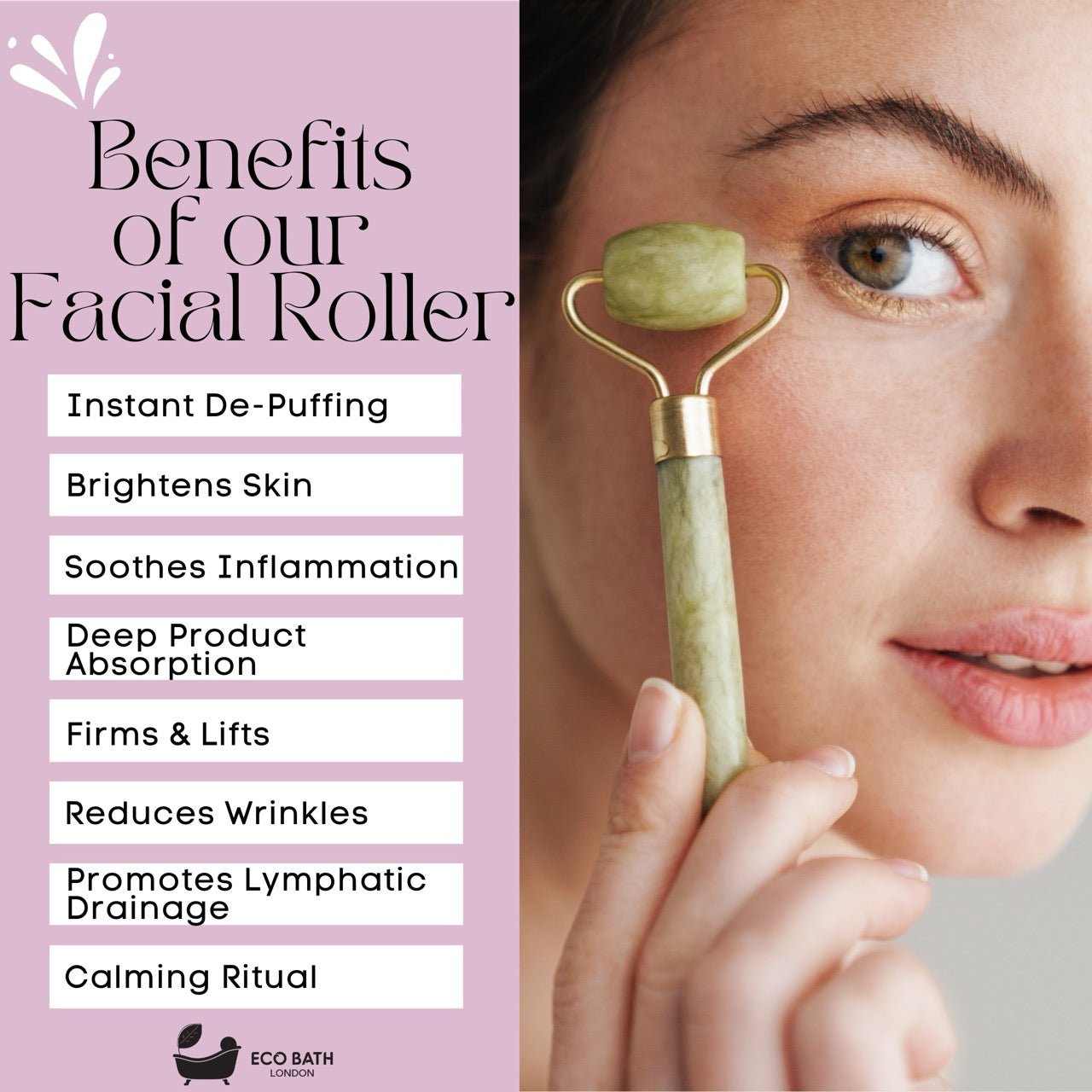 Jade Face Roller for Skin Massage and Circulation
