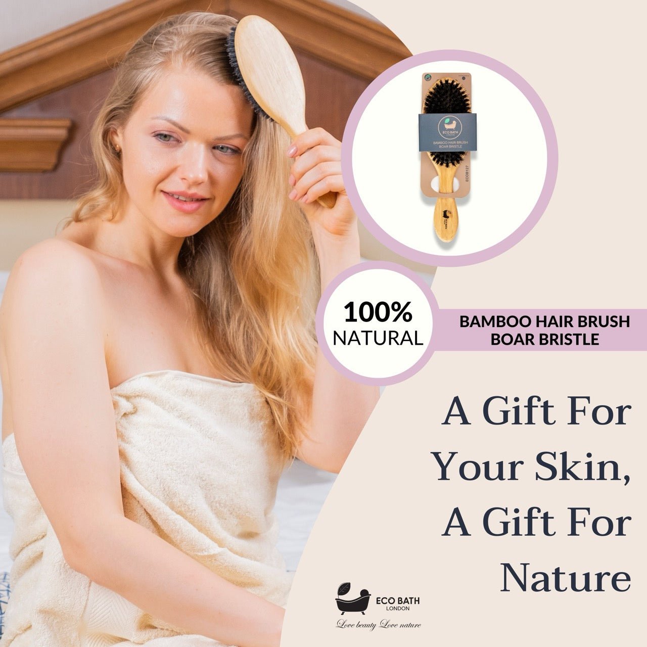 Bamboo Hair Brush with Boar Bristles