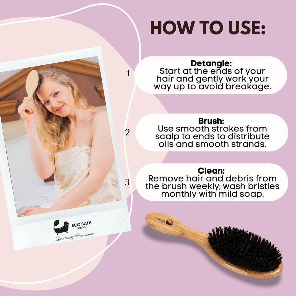 Bamboo Hair Brush with Boar Bristles