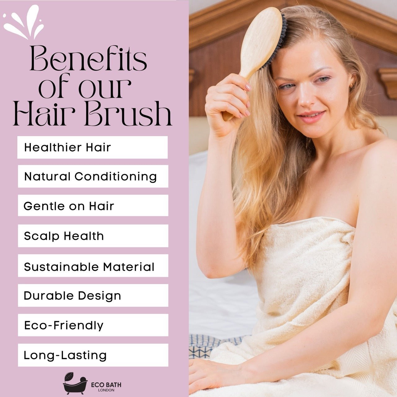 Bamboo Hair Brush with Boar Bristles