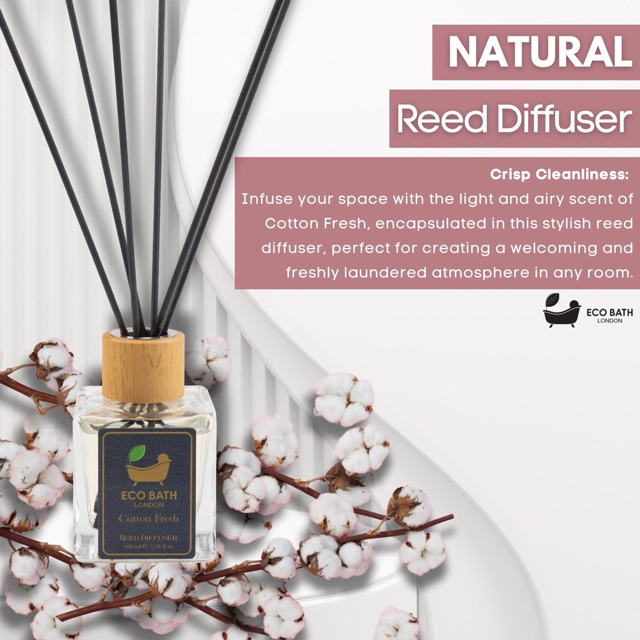 Cotton Fresh Reed Diffuser 100ml Natural Home Fragrance