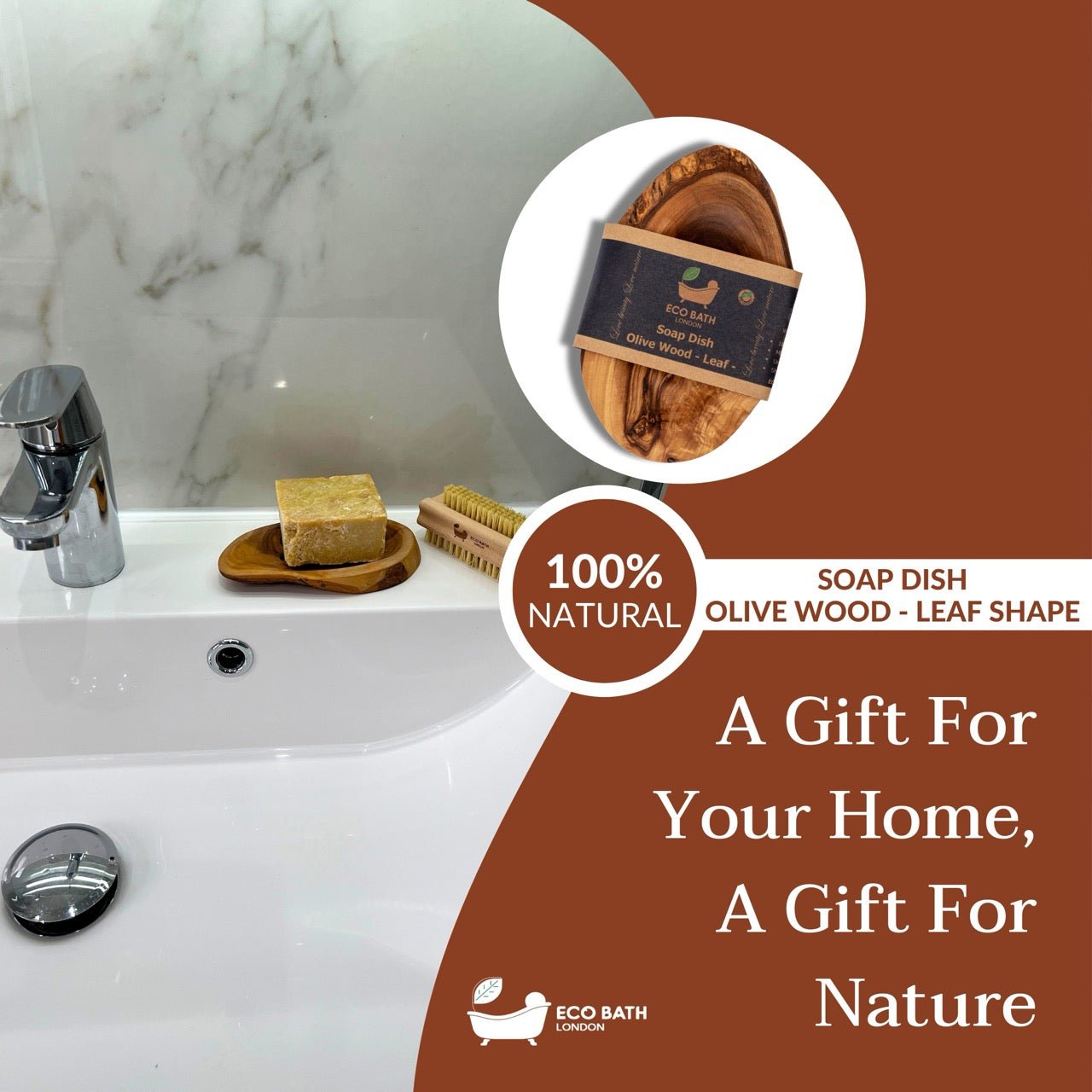 Olive Wood Leaf Soap Dish
