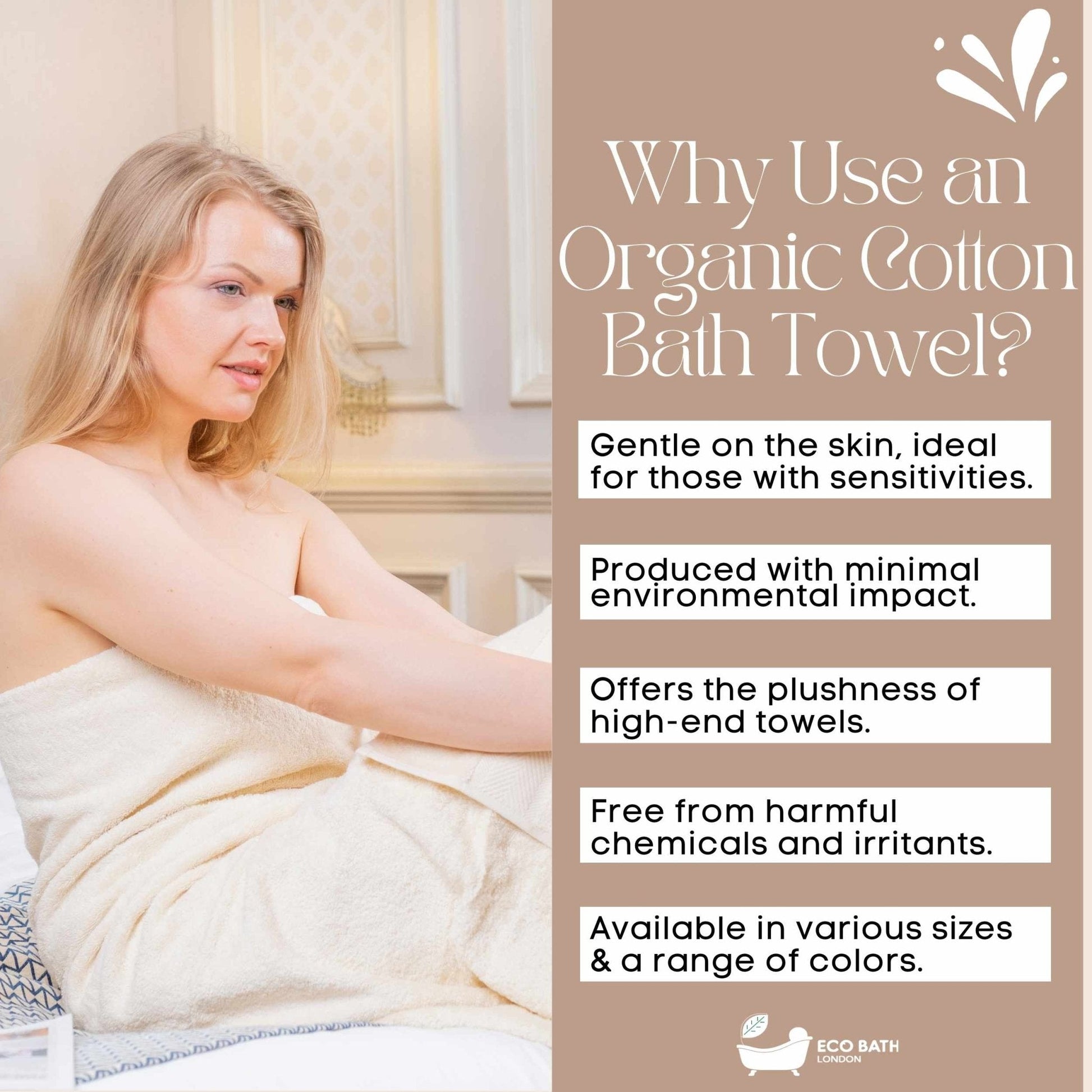 Organic Cotton Bath Towel in Multiple Sizes