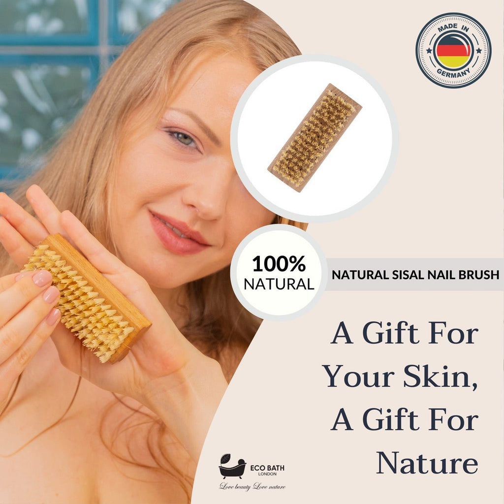 Natural Sisal Nail Brush in Beech, Walnut or Olive Wood